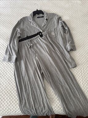 Ralph Lauren Light Gray Pinstripe Lounge Pajama Set,brand new,size M